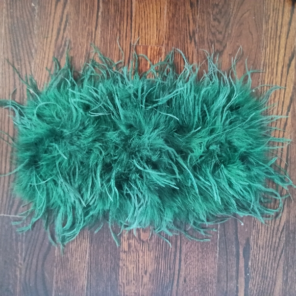 LAMARQUE Zaina Ostrich Feather Bustier Jewel Toned Green Top - Picture 7 of 8